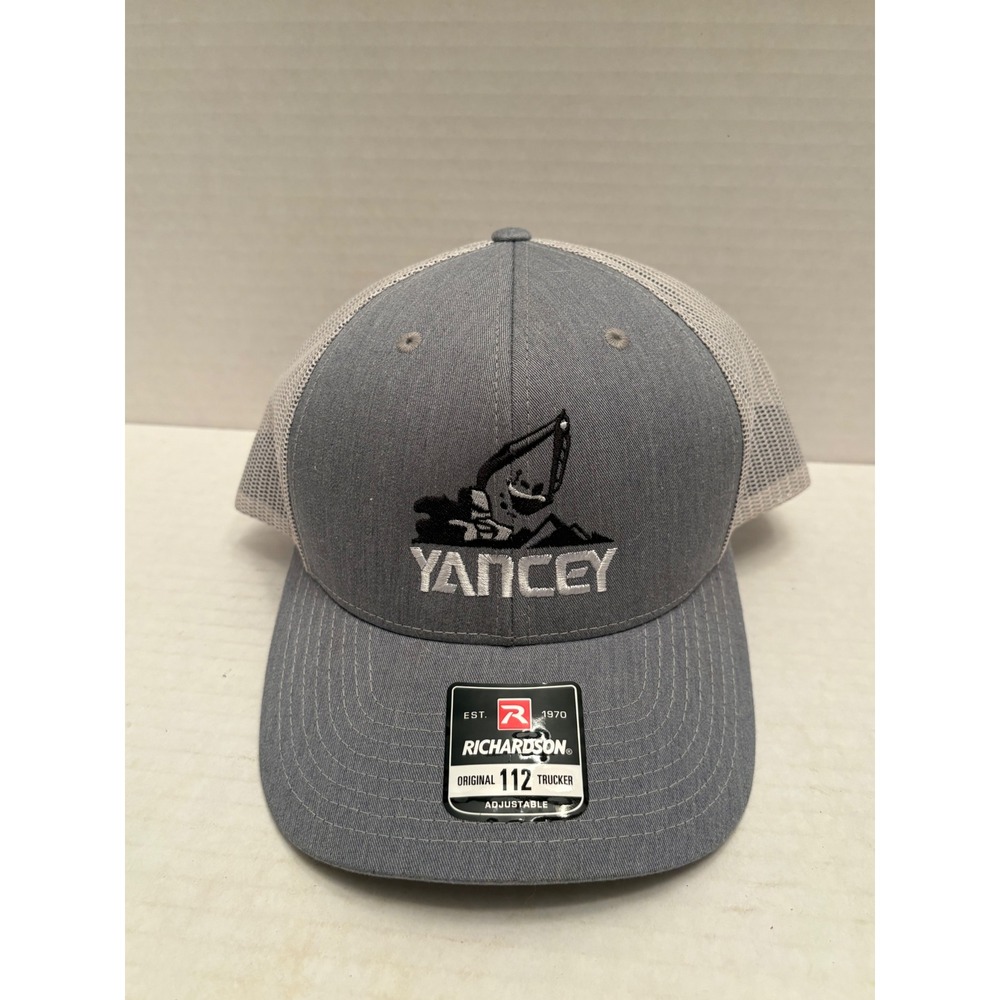 Richardson 112 Trucker Hat Yancey Logo Grey White Mesh Snapback Cap NEW